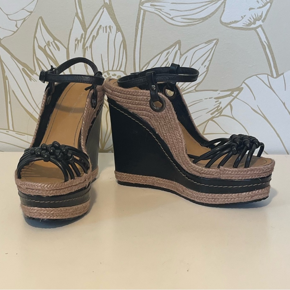 H by Halston Black “Natasha” Espadrille Wedge Sandals - Size 8